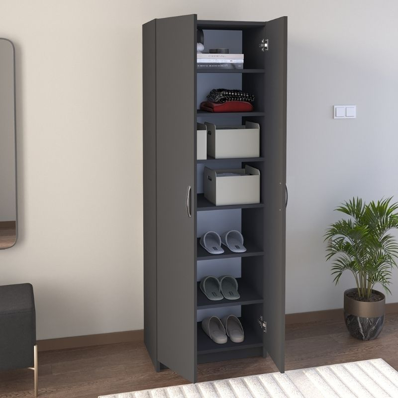 Παπουτσοθήκη δίφυλλη χρώμα ανθρακί 2