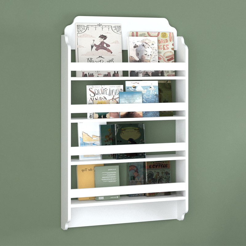 Επιτοίχια βιβλιοθήκη - ραφιέρα Montessori Megapap χρώμα λευκό 80x15x132εκ.