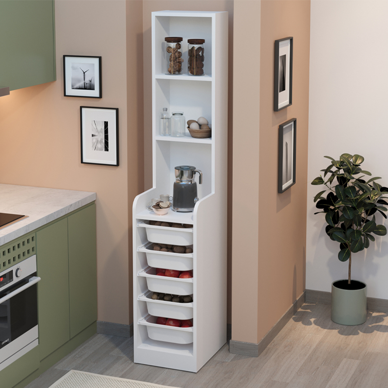 Έπιπλο κουζίνας - μπάνιου με 5 συρτάρια χρώμα λευκό