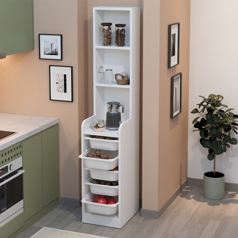 Έπιπλο κουζίνας - μπάνιου με 5 συρτάρια χρώμα λευκό 2