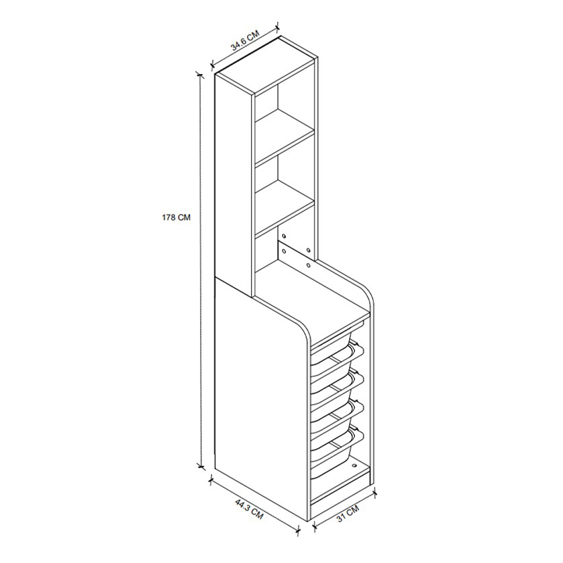 Έπιπλο κουζίνας - μπάνιου με 5 συρτάρια χρώμα λευκό 5