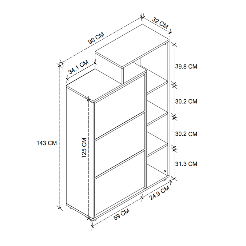 Παπουτσοθήκη χρώμα oak 5
