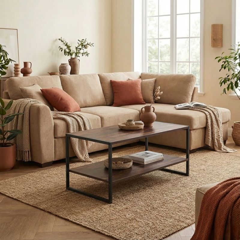 Τραπεζάκι σαλονιού χρώμα rustic καρυδί 2