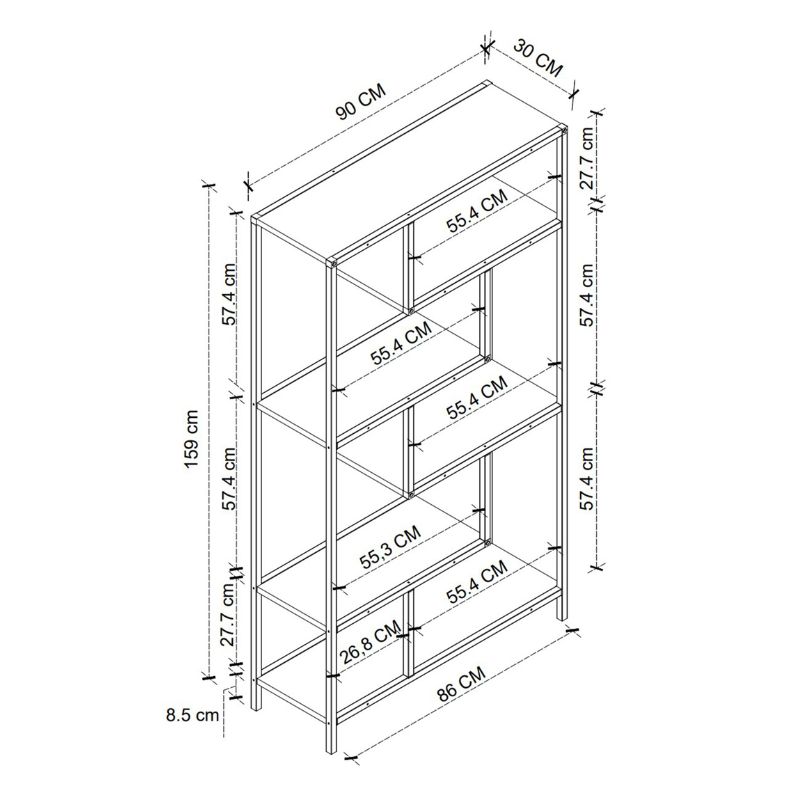 Βιβλιοθήκη χρώμα μαύρο - oak 6