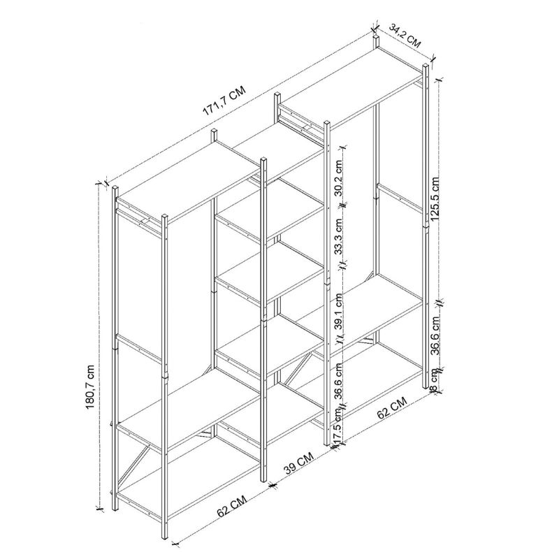 Ντουλάπα ρούχων ανοιχτή - Έπιπλο εισόδου χρώμα oak 9