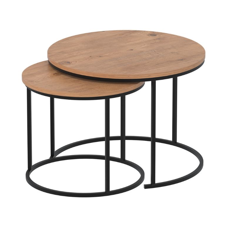 Τραπεζάκι σαλονιού σετ 2 τμχ χρώμα oak Ø66x49,5εκ. 4