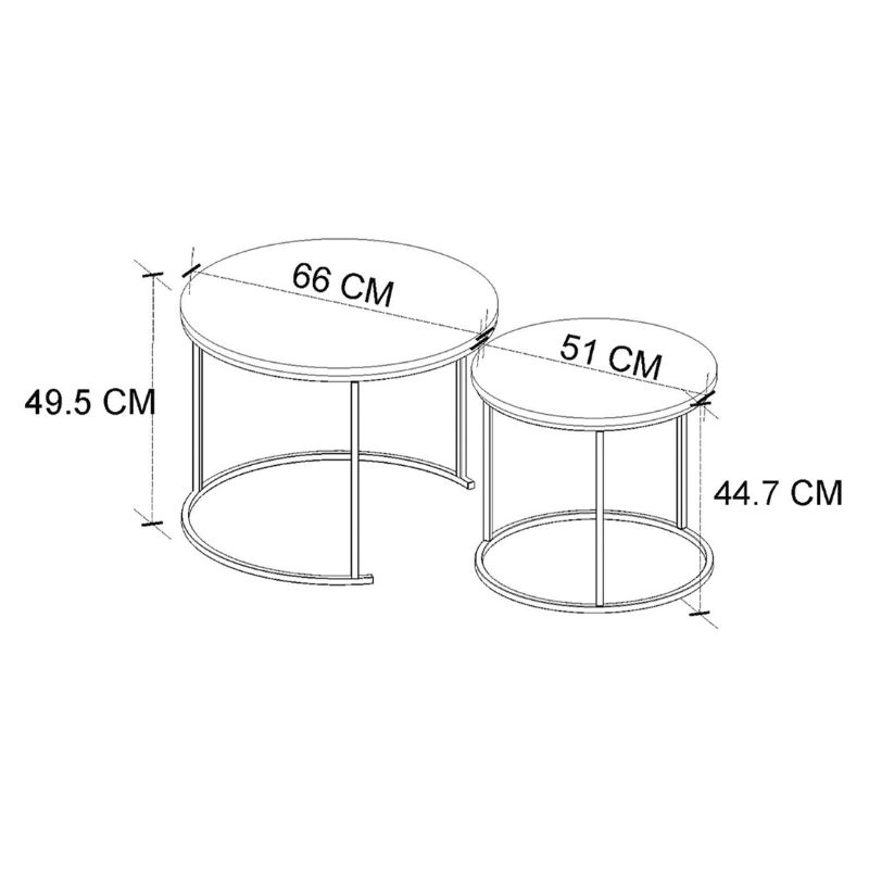 Τραπεζάκι σαλονιού σετ 2 τμχ χρώμα oak Ø66x49,5εκ. 5