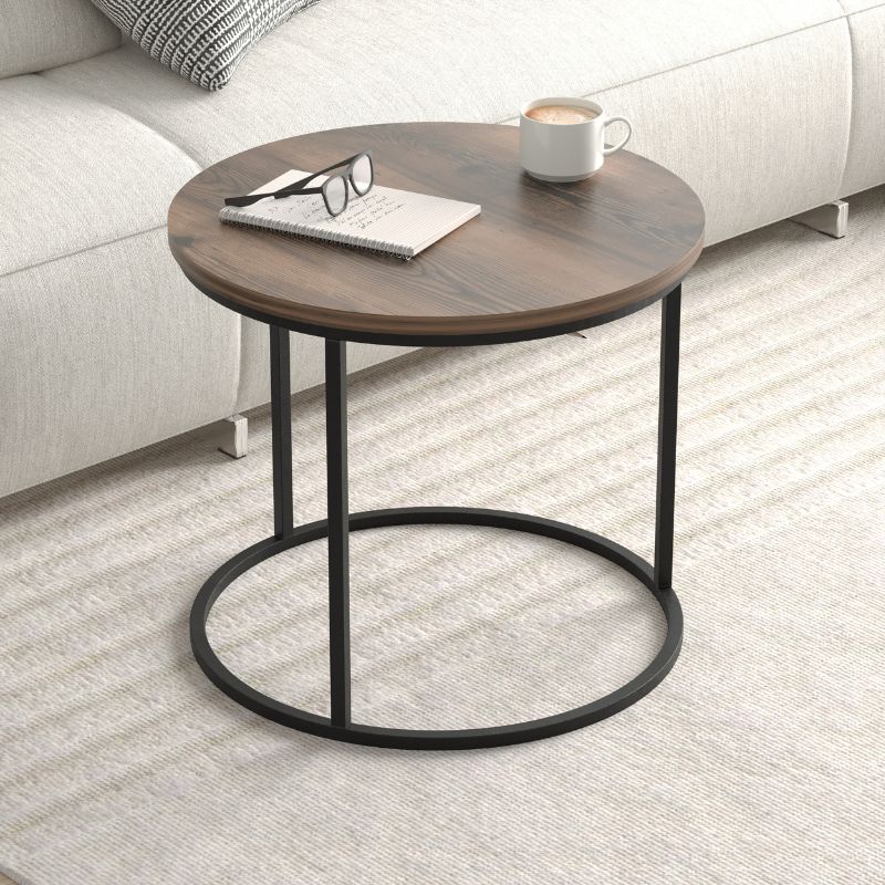 Τραπεζάκι σαλονιού σετ 2 τμχ χρώμα καπνιστή καρυδιά Ø66x49,5εκ. 3