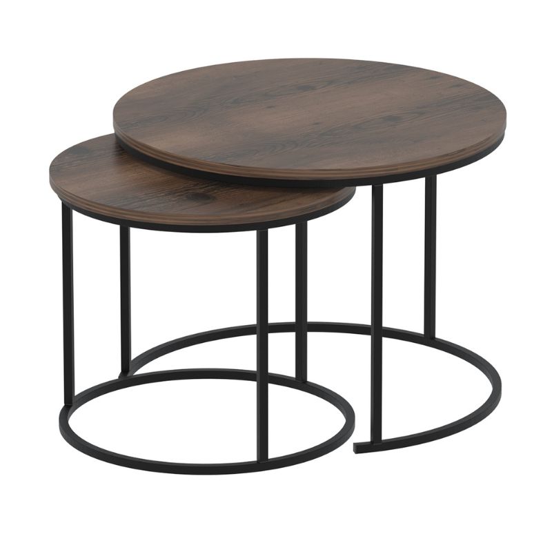 Τραπεζάκι σαλονιού σετ 2 τμχ χρώμα καπνιστή καρυδιά Ø66x49,5εκ. 4