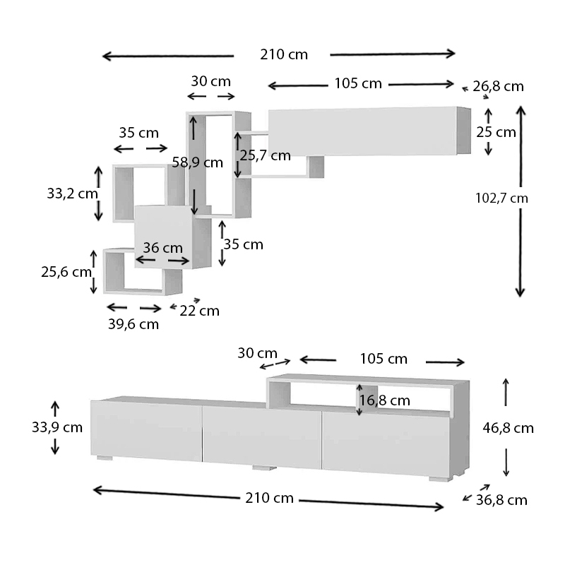 Σύνθεση τηλεόρασης χρώμα λευκό 6