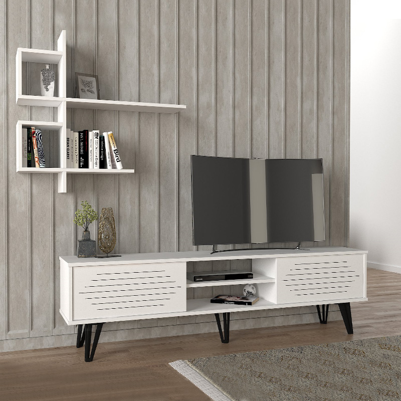 Σύνθεση τηλεόρασης χρώμα λευκό