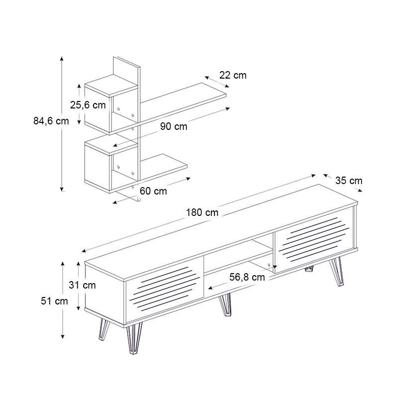 Σύνθεση τηλεόρασης χρώμα λευκό 6