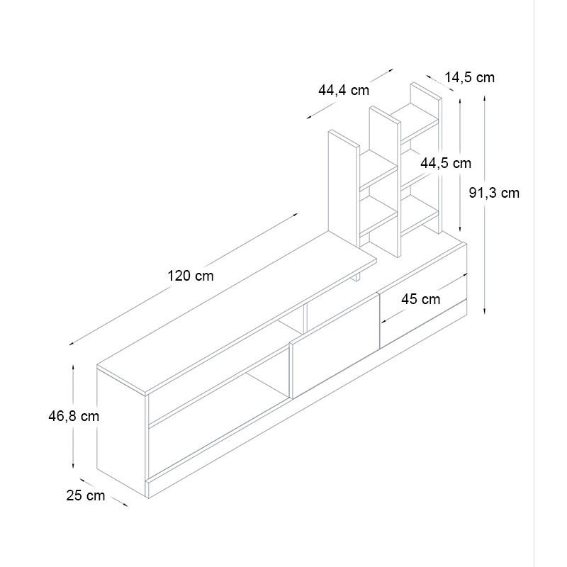 Σύνθεση τηλεόρασης χρώμα oak 6