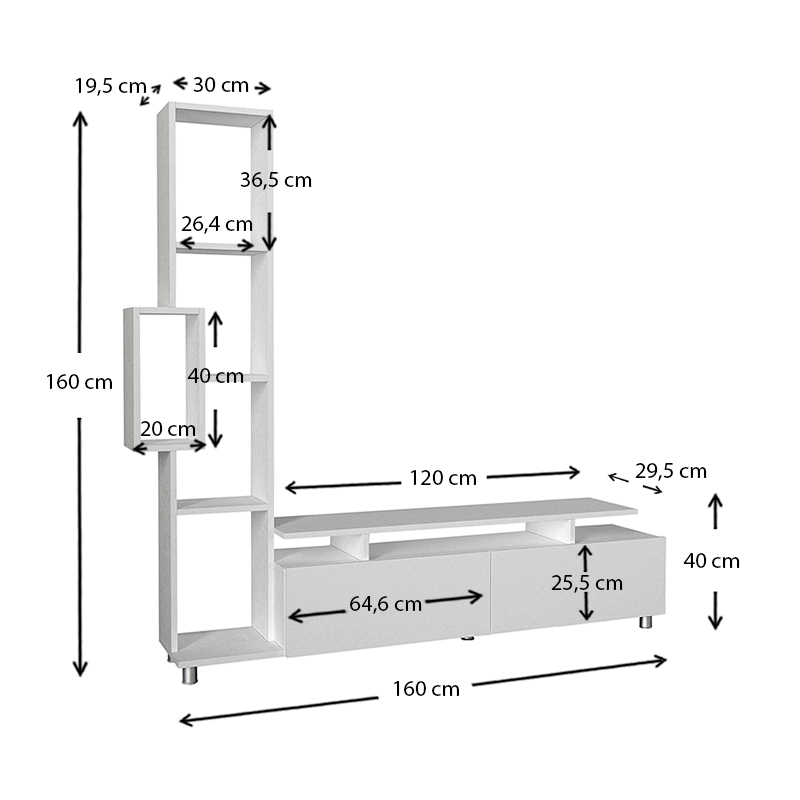Σύνθεση τηλεόρασης χρώμα λευκό 7