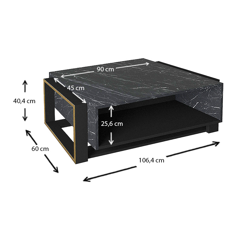 Τραπεζάκι σαλονιού χρώμα μαύρο εφέ μαρμάρου 5
