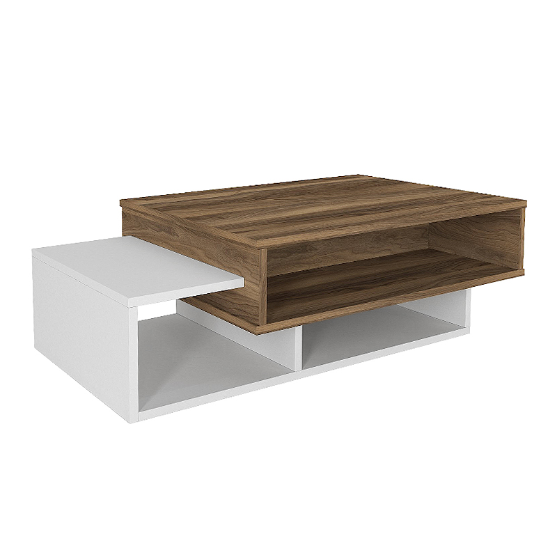 Τραπεζάκι σαλονιού χρώμα λευκό - καρυδί 4