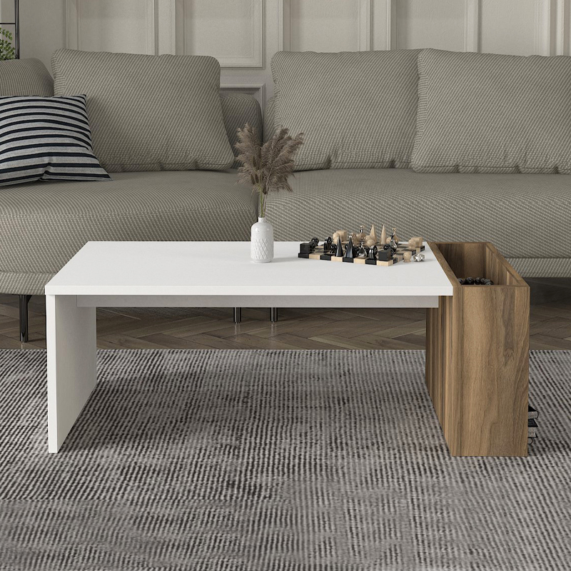 Τραπεζάκι σαλονιού χρώμα λευκό - καρυδί 3