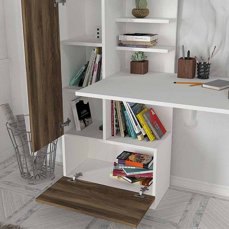 Γραφείο εργασίας χρώμα λευκό - καρυδί 4