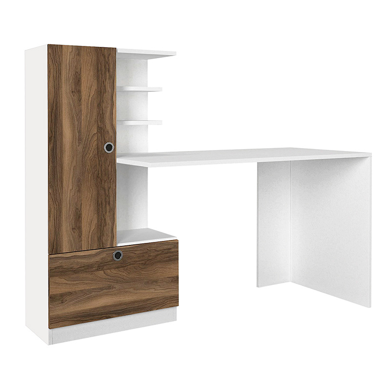 Γραφείο εργασίας χρώμα λευκό - καρυδί 6