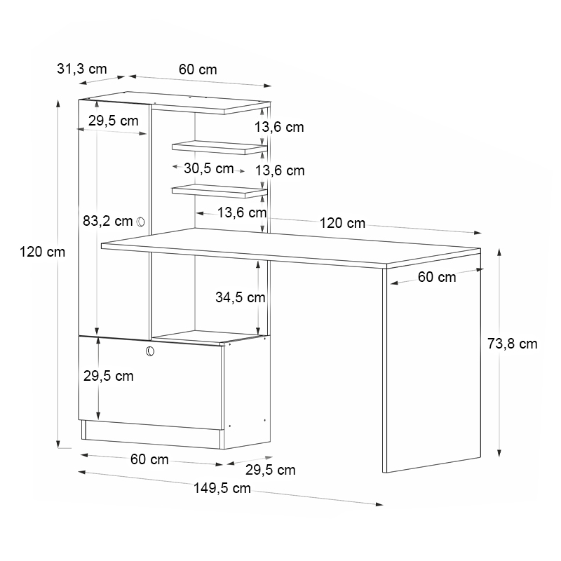 Γραφείο εργασίας χρώμα oak 7