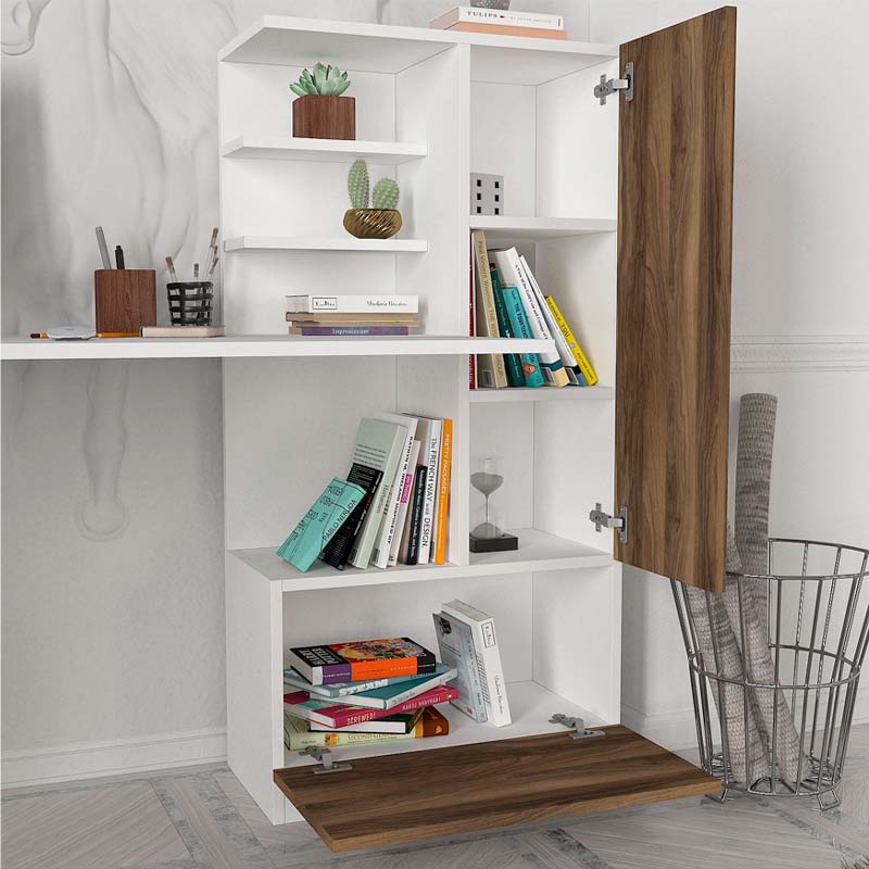 Γραφείο εργασίας χρώμα λευκό - καρυδί 4