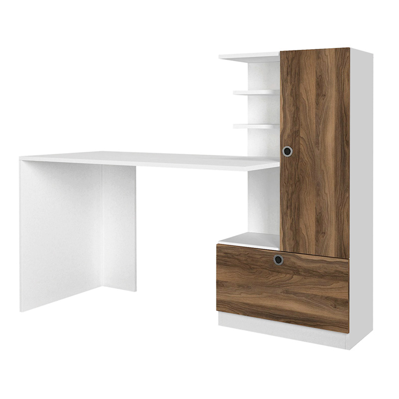 Γραφείο εργασίας χρώμα λευκό - καρυδί 6