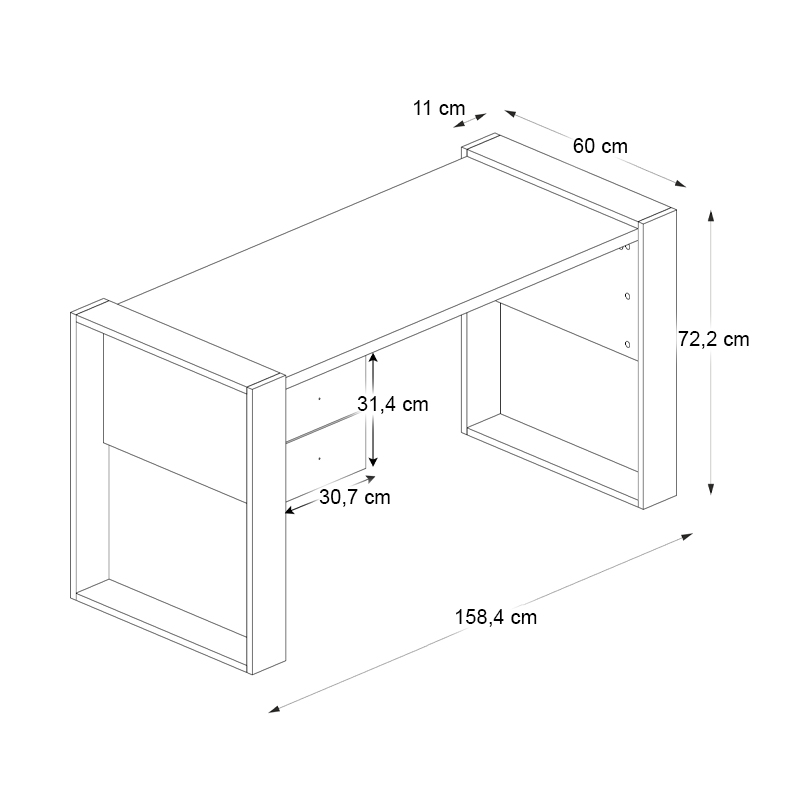 Γραφείο εργασίας χρώμα λευκό - καρυδί 7