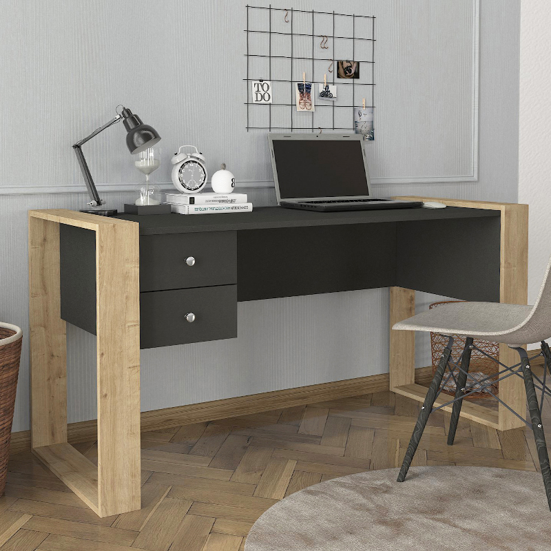 Γραφείο εργασίας χρώμα ανθρακί - oak