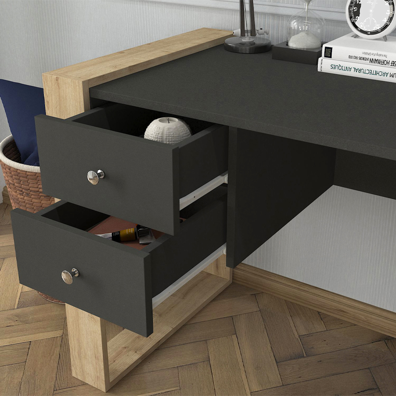 Γραφείο εργασίας χρώμα ανθρακί - oak 4