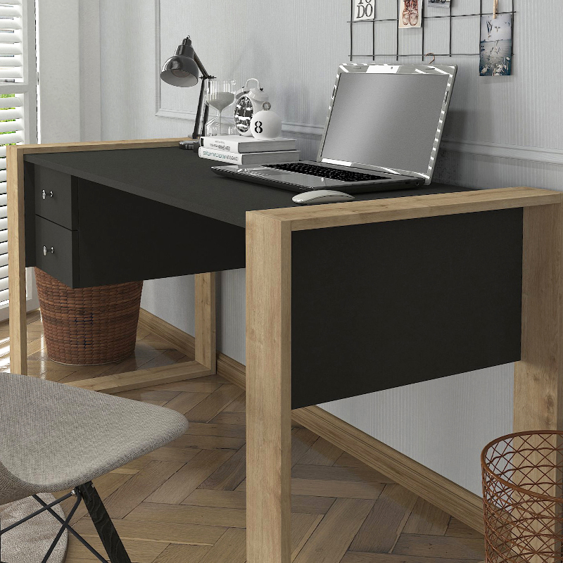 Γραφείο εργασίας χρώμα ανθρακί - oak 5