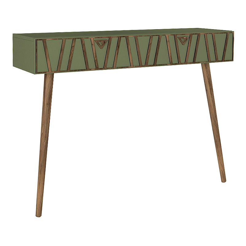 Κονσόλα επιτοίχια χρώμα λαδί - καρυδί 6