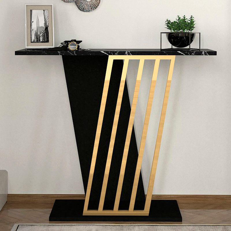 Κονσόλα χρώμα μαύρο εφέ μαρμάρου - χρυσό 3