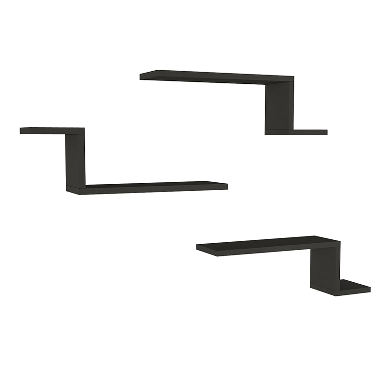 Ραφιέρα τοίχου 3 τεμαχίων χρώμα ανθρακί 6