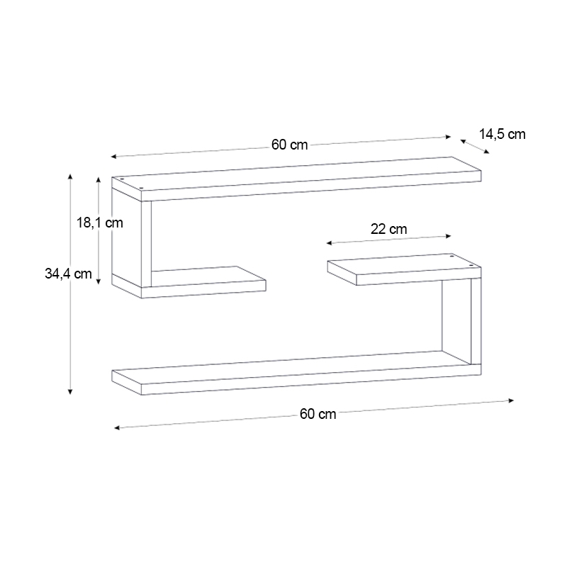 Ραφιέρα τοίχου 2 τεμαχίων χρώμα λευκό 5