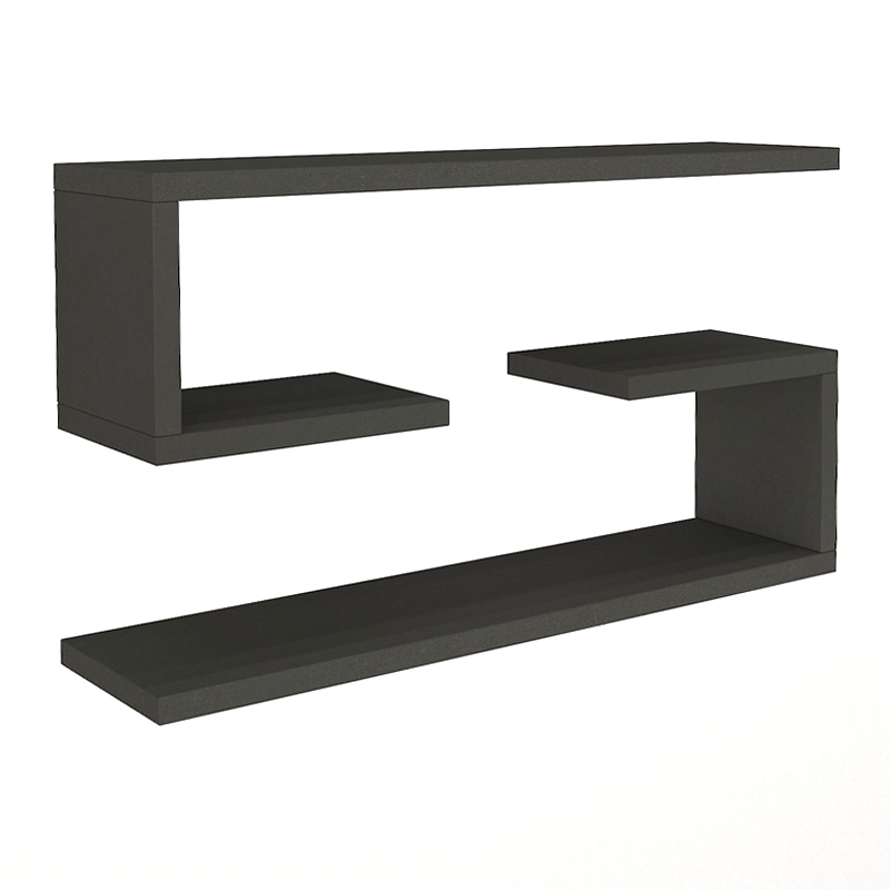 Ραφιέρα τοίχου 2 τεμαχίων χρώμα ανθρακί 4