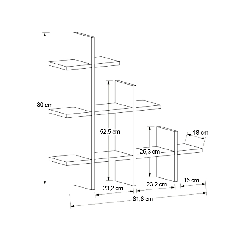 Ραφιέρα τοίχου χρώμα καρυδί 6