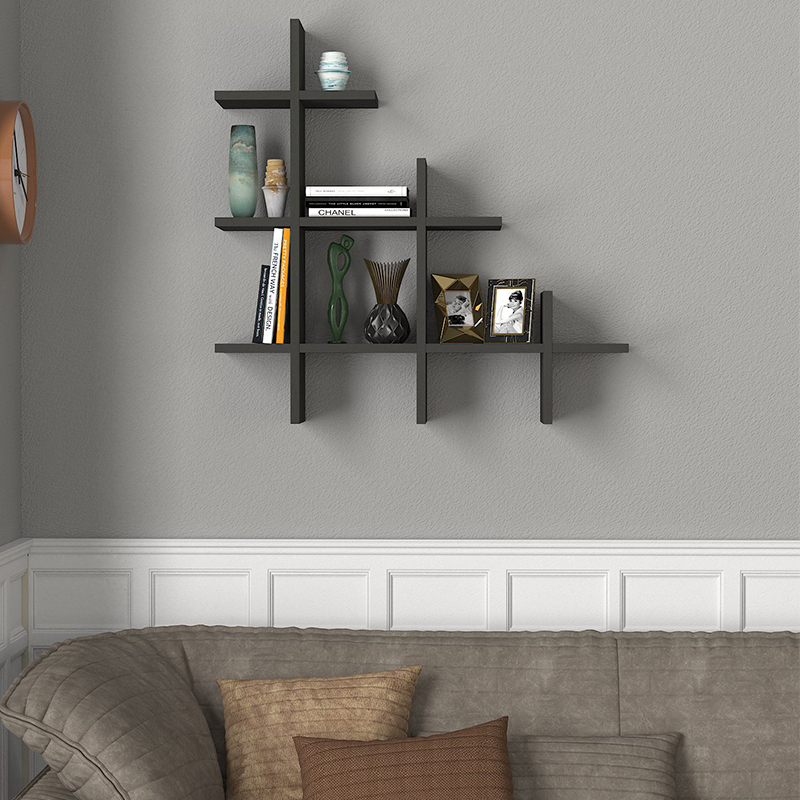 Ραφιέρα τοίχου χρώμα ανθρακί 3