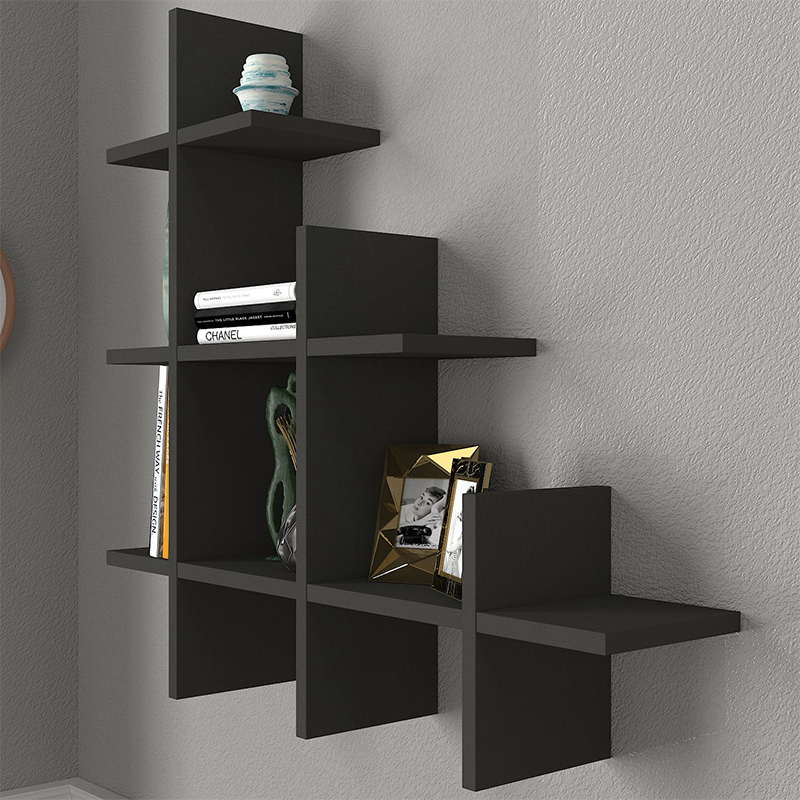 Ραφιέρα τοίχου χρώμα ανθρακί 4