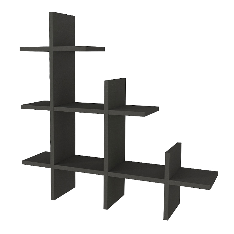 Ραφιέρα τοίχου χρώμα ανθρακί 5