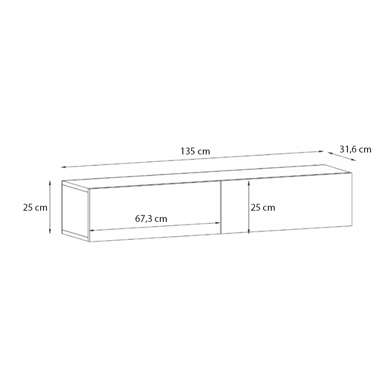 Έπιπλο τηλεόρασης επιτοίχιο με LED χρώμα oak 5