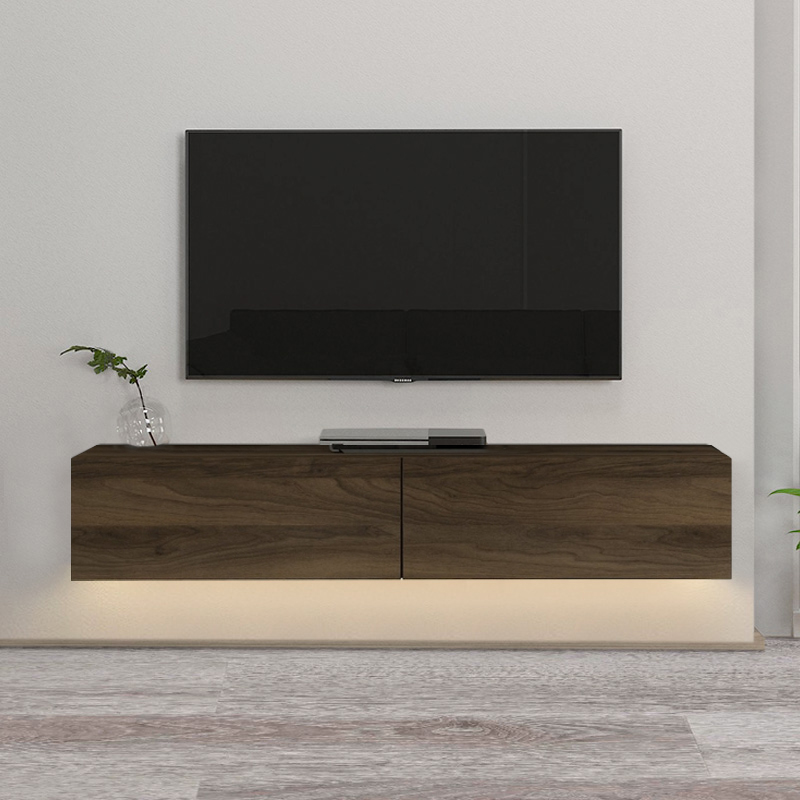 Έπιπλο τηλεόρασης επιτοίχιο με LED χρώμα καρυδί 3