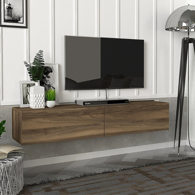 Έπιπλο τηλεόρασης επιτοίχιο με LED χρώμα καρυδί 4