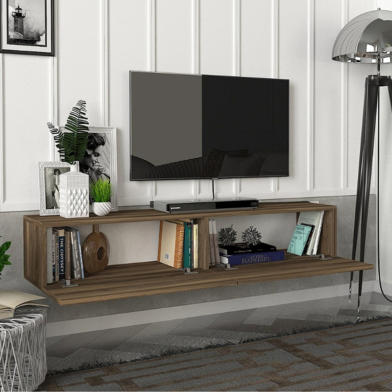 Έπιπλο τηλεόρασης επιτοίχιο με LED χρώμα καρυδί 5