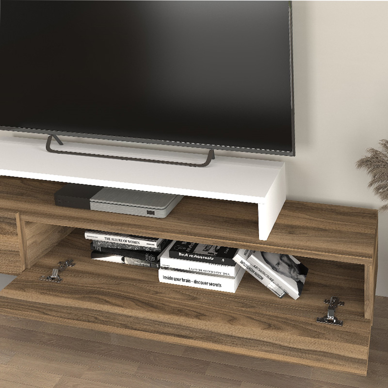 Έπιπλο τηλεόρασης χρώμα καρυδί - λευκό 3