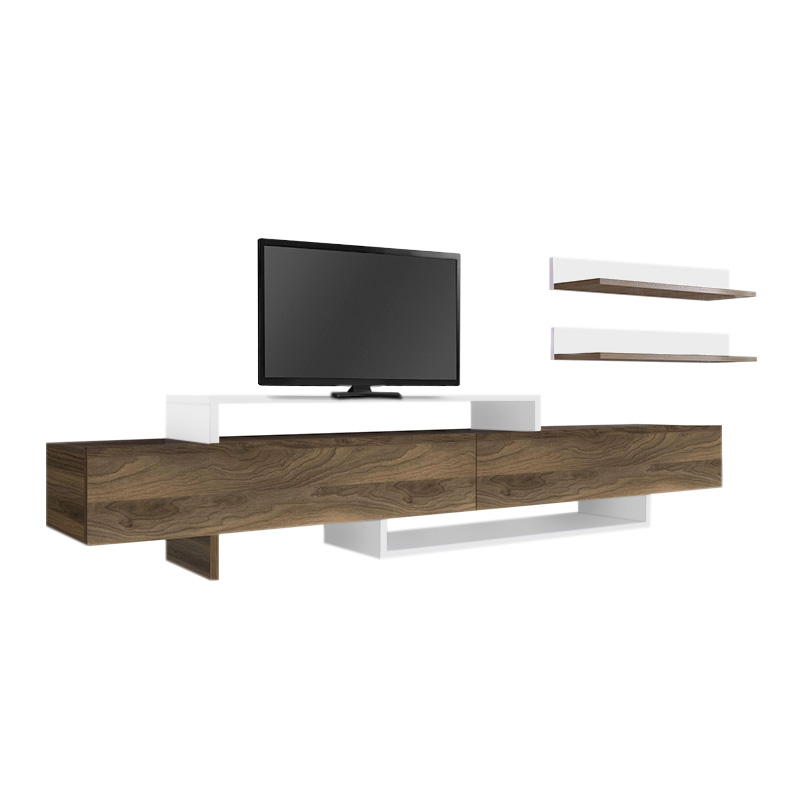 Έπιπλο τηλεόρασης χρώμα καρυδί - λευκό 6