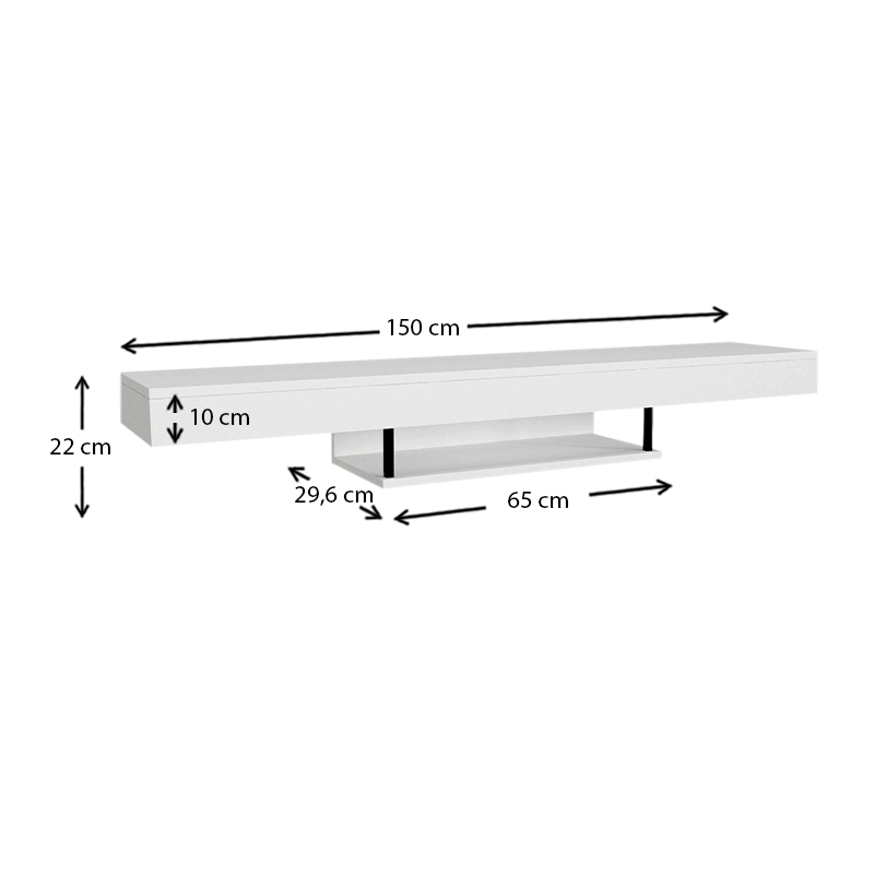 Έπιπλο τηλεόρασης επιτοίχιο με LED χρώμα λευκό 4