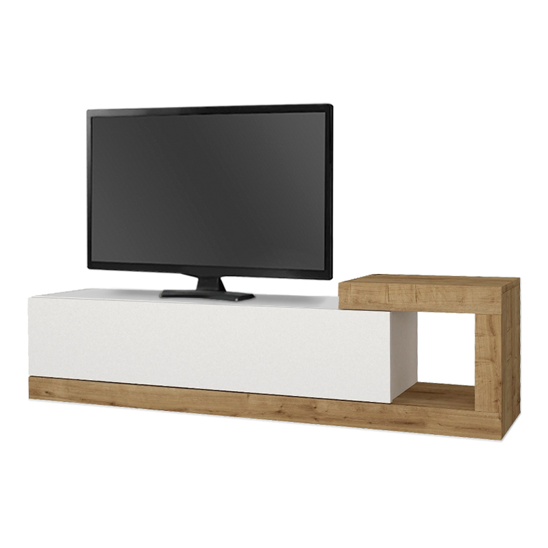 Έπιπλο τηλεόρασης επιτοίχιο χρώμα λευκό - oak 5