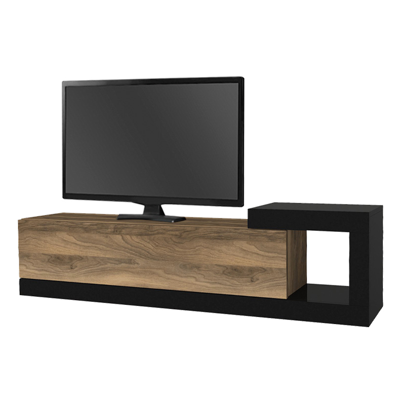 Έπιπλο τηλεόρασης επιτοίχιο χρώμα καρυδί - μαύρο 5