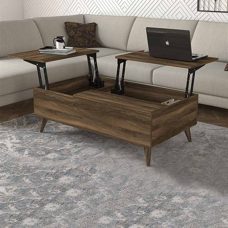 Τραπεζάκι σαλονιού με σερβιτόρο χρώμα καρυδί 3