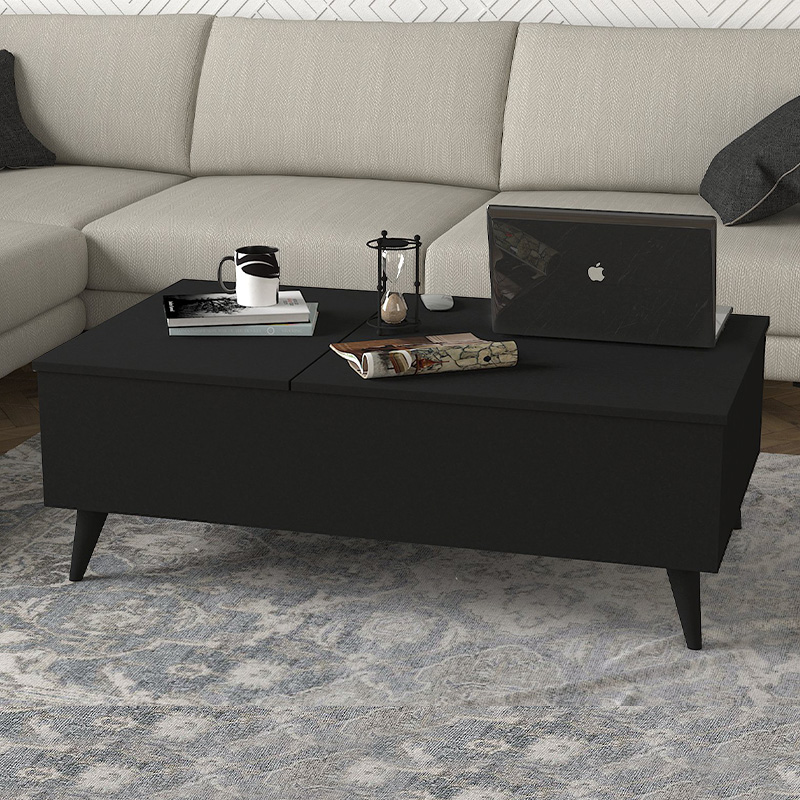 Τραπεζάκι σαλονιού με σερβιτόρο χρώμα μαύρο 2